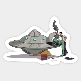 Broken Down UFO Sticker